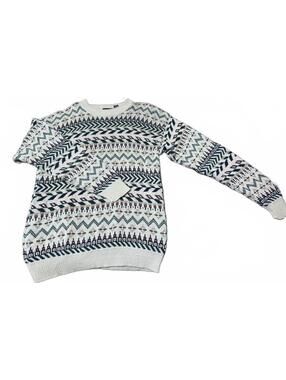 Vintage 90s Honors Knit White Fall Striped Pattern Sweater Men’s Medium Grandpa